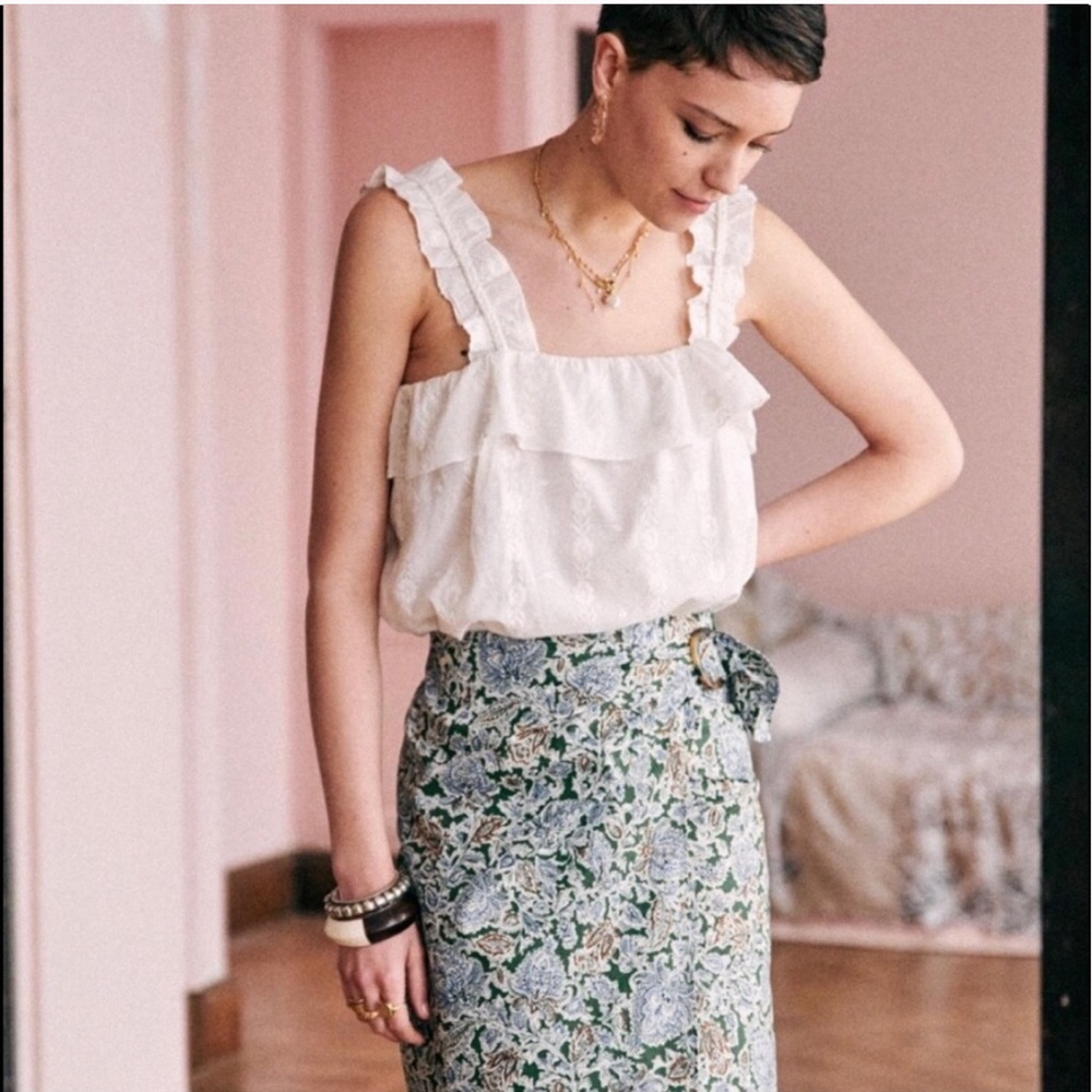 Sezane Hermine Top Size 40 Sleeveless Cream 8